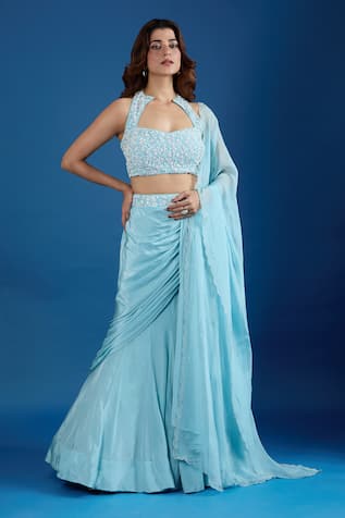 Samyukta Singhania Embroidered Blouse & Skirt Set 