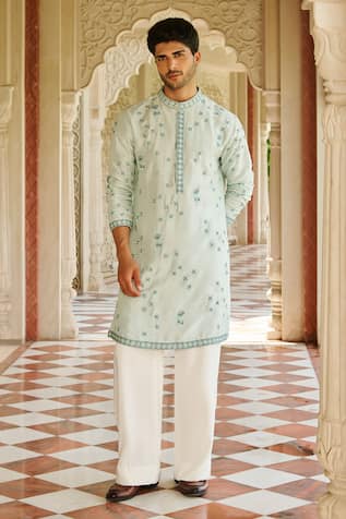 Contrast By Parth Powder Blue Embroidered Kurta Set 