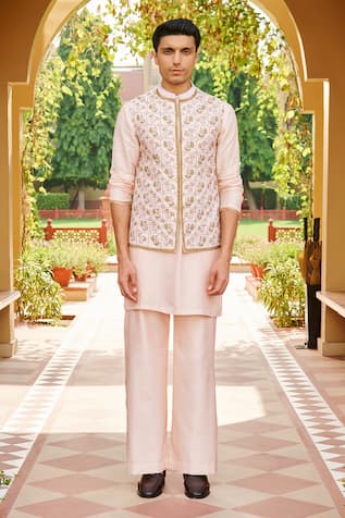Contrast By Parth Embroidered Bundi Kurta Set 