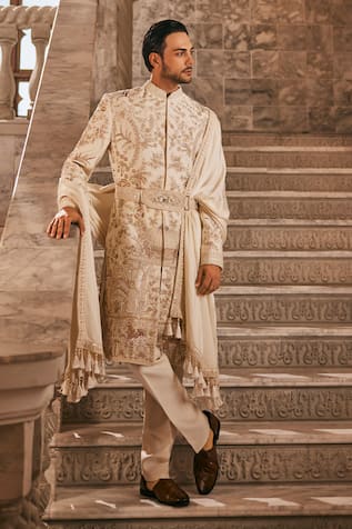 Jigar & Nikita The Kingdom Thread Work Sherwani Set 