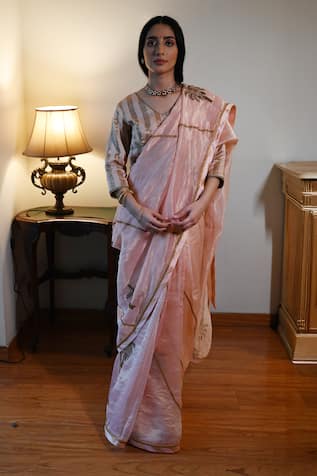 Shorshe Clothing Chanderi Pin Stripe Saree 