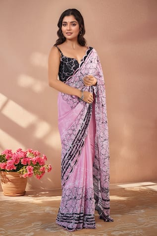 Naintara Bajaj Printed Saree With Unstitched Blouse Piece 