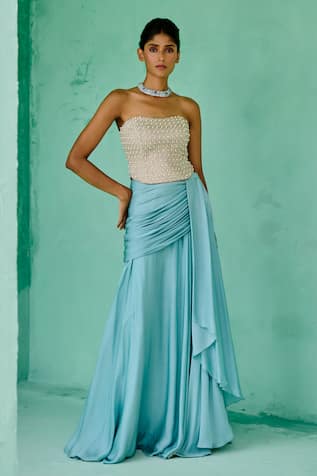 Chamee And Palak Zoha Embroidered Corset & Skirt Set 