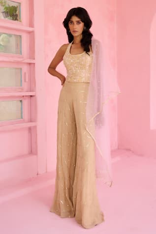 Chamee And Palak Riz Embroidered Top & Pant Set 