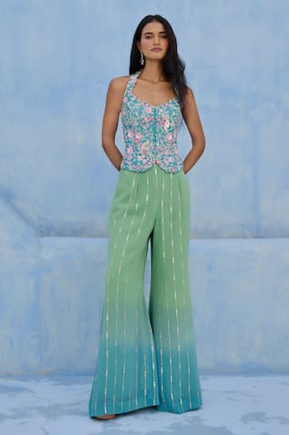 Chamee And Palak Zeenat Embroidered Top & Pant Set 