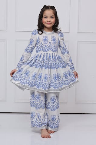 The Pony & Peony Co. Printed Cotton Anarkali Set 