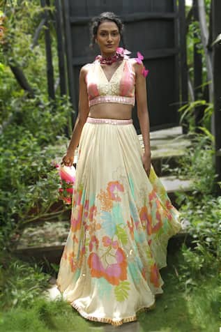 Basil Leaf Floral Print Lehenga Set 