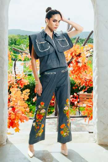 Shagun Nagi The Label Flap Pocket Shirt With Printed Pant 