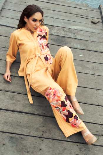 Shagun Nagi The Label Petals Applique Embroidered Shirt & Pant Set 