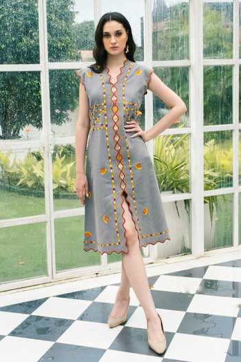 Shagun Nagi The Label Scallop Embroidered Dress 