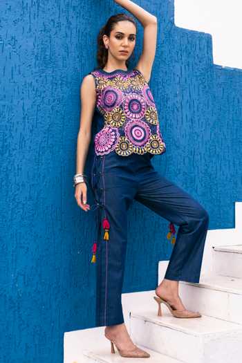 Shagun Nagi The Label Circle Flower Cutwork Top & Pant Set 