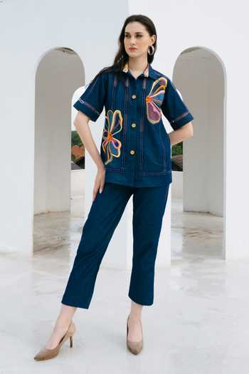 Shagun Nagi The Label Flower Embroidered Shirt & Pant Set 