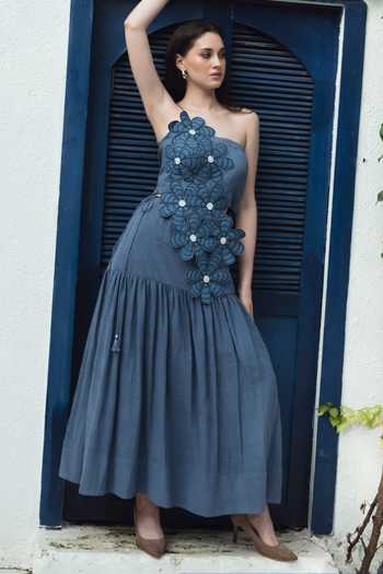 Shagun Nagi The Label 3D Flower Embroidered Blouse & Skirt Set 