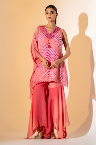 K-Anshika Chevron Pattern Kurta Sharara Set 