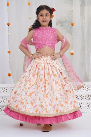 Little Bansi Floral Pattern Lehenga Set