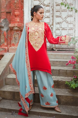 Wazir C Floral Work Kurta Salwar Set 