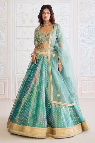 Shyam Narayan Prasad Geometric Woven Lehenga Set 