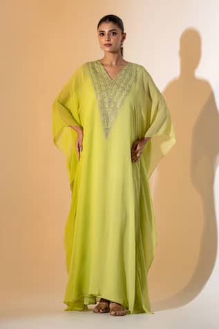 K-Anshika Lime Green Ombre Kaftan With Pant 
