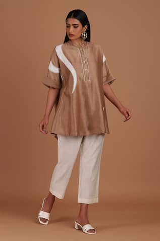Sandhya Shah Hazel Delight Chanderi Top With Pant 