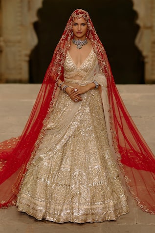 Nitika Gujral Gold Embellished Bridal Lehenga Set 
