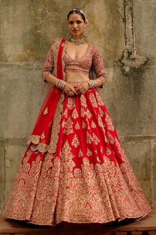 Nitika Gujral Red Embellished Bridal Lehenga Set 