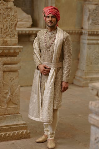 Nitika Gujral Floral Jaal Work Sherwani Set 