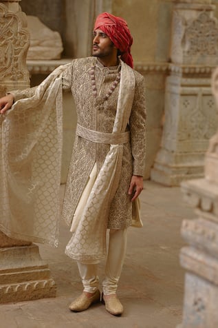 Floral Jaal Work Sherwani Set 