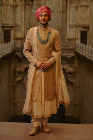 Nitika Gujral Floral Embroidered Sherwani Set 