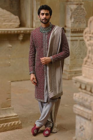 Nitika Gujral Tonal Embroidered Sherwani Set 