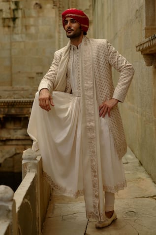 Nitika Gujral Flower Butti Work Sherwani Set 