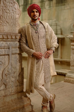 Nitika Gujral Floral Embroidered Sherwani Set 