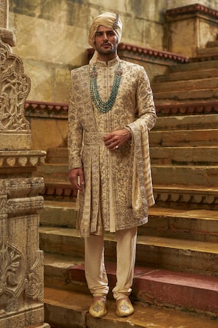 Nitika Gujral Floral Embroidered Sherwani Set 
