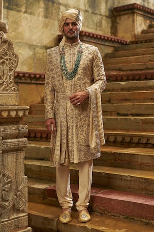 Nitika Gujral Floral Embroidered Sherwani Set 