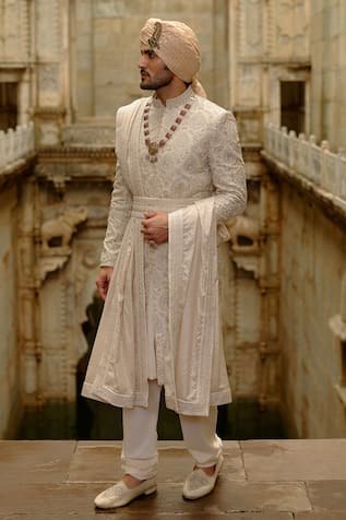 Nitika Gujral Tonal Embroidered Sherwani Set 
