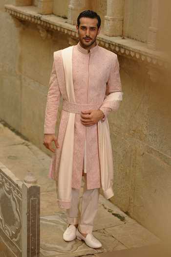 Nitika Gujral Motif Embroidered Sherwani Set 