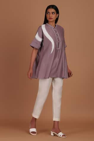 Sandhya Shah Snake Lilac Top With Pant 