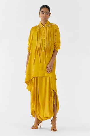 Studio Rigu Amber Asymmetric Shirt & Knot Skirt Set 