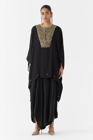 Studio Rigu Onyx Embroidered Kimono & Knot Skirt Set 