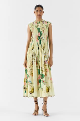 Studio Rigu Blossom Ruched Midi Dress 