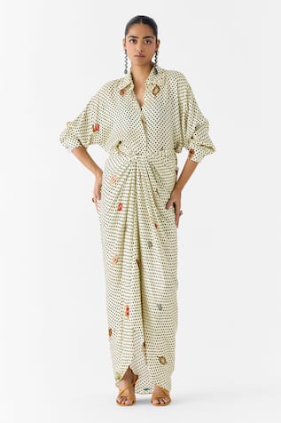 Studio Rigu Pearl Polka Dot Shirt Dress 