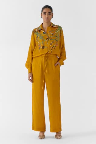 Studio Rigu Mustard Maharani Shirt & Pant Set 