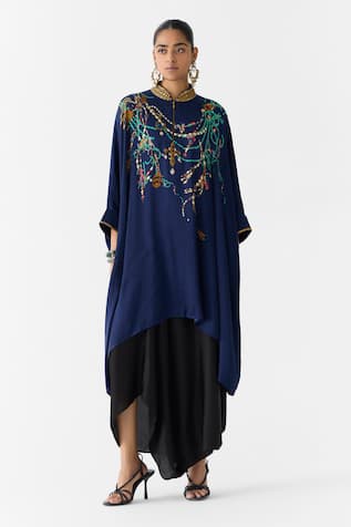 Studio Rigu Navy Maharni Kimono & Knot Skirt Set 