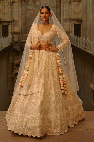 Nitika Gujral Ivory Embellished Bridal Lehenga Set 