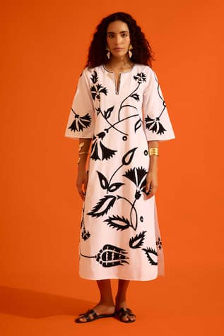 Indian Summer Story Botanical Embroidered Dress 
