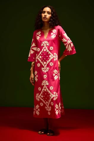 Indian Summer Story Thread Embroidered Dress 