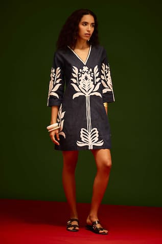 Indian Summer Story Tulip Thread Embroidered Dress 