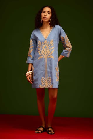 Indian Summer Story Tulip Thread Embroidered Dress 