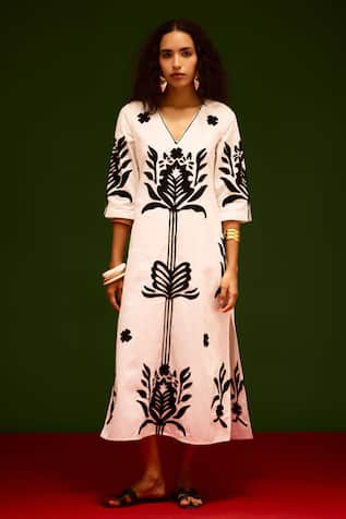 Indian Summer Story Tulip Thread Embroidered Dress 