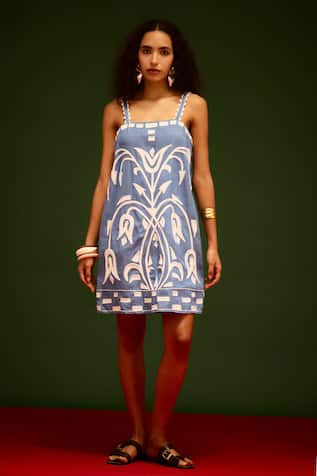 Indian Summer Story Thread Embroidered Dress 