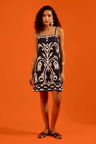 Indian Summer Story Thread Embroidered Dress 